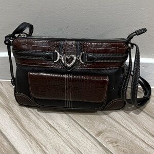 Elegant Brown and Black Crossbody Bag